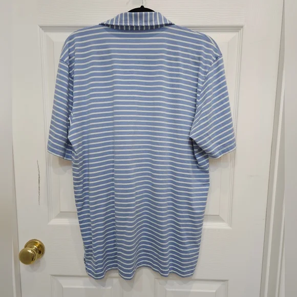 Peter Millar, Men's Size Large, Blue Striped Polo Shirt - Picture 5 of 7